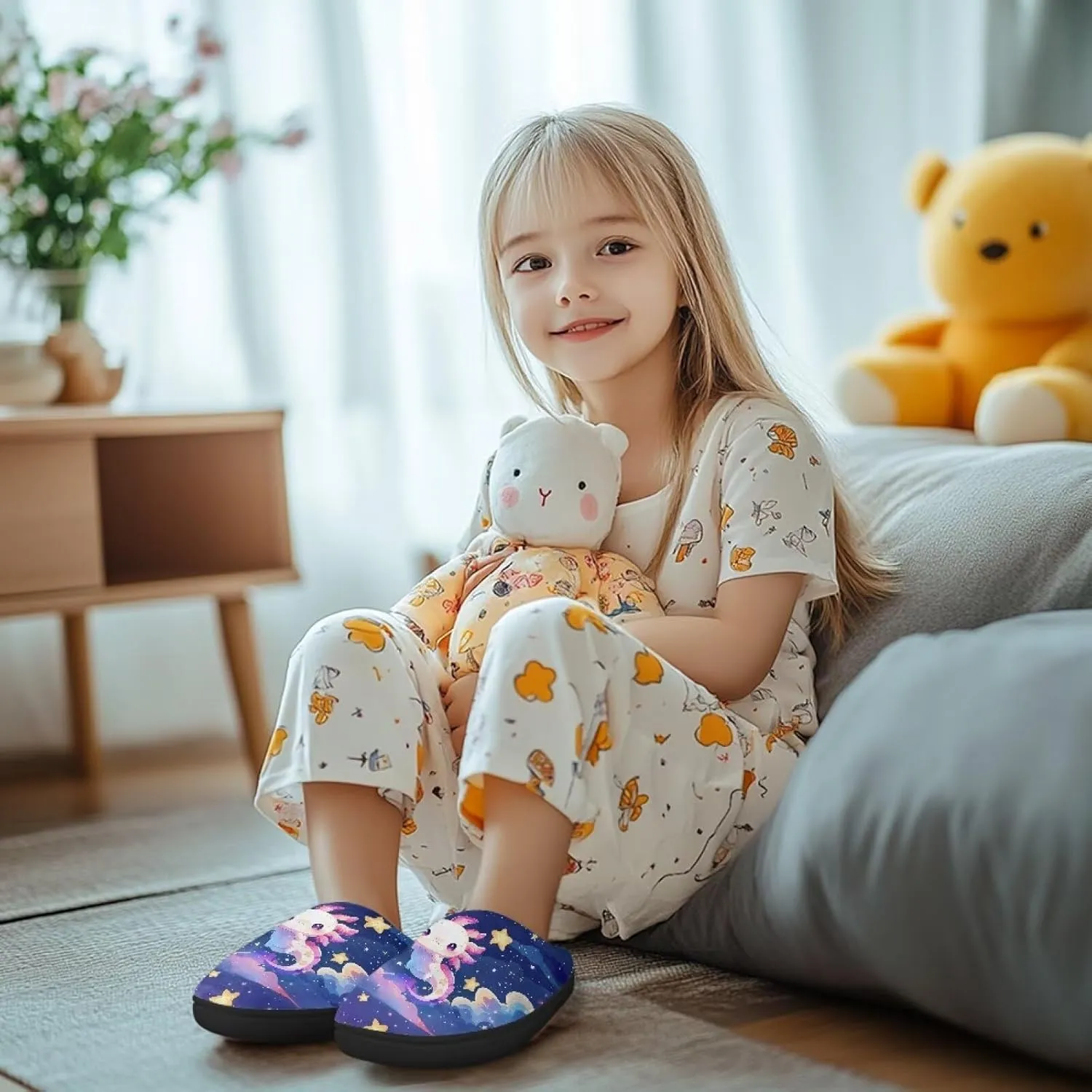 Kids Winter Slippers Bedroom Cute Casual Plush House Slippers Non Slip
