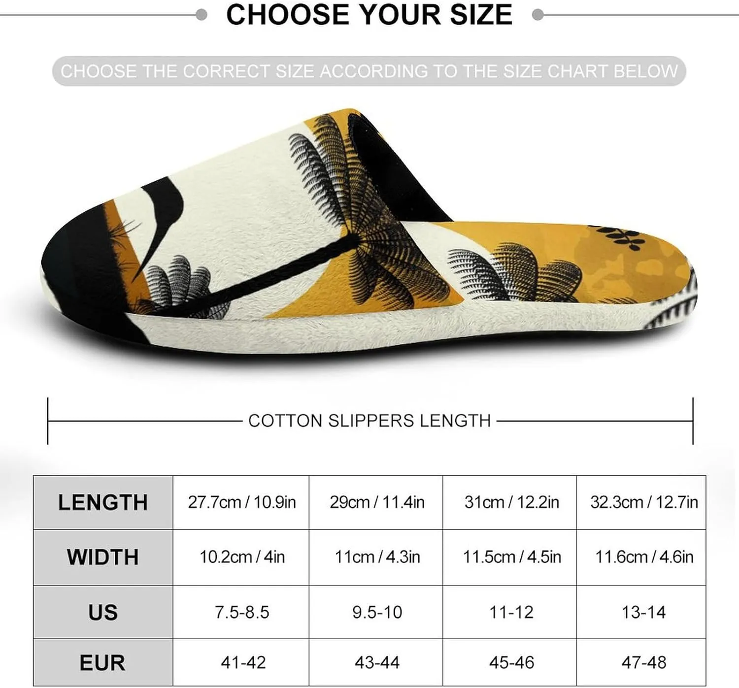 Kiwi Bird at Sunset Soft Warm Mens Slippers Anti-Skid Fuzzy House Shoes Bedroom Home