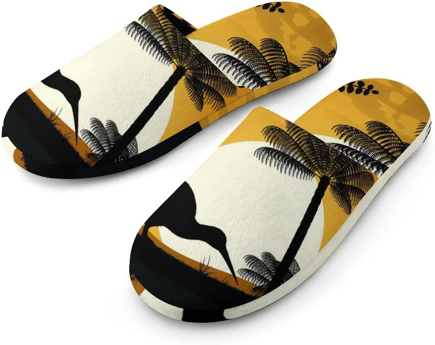 Kiwi Bird at Sunset Soft Warm Mens Slippers Anti-Skid Fuzzy House Shoes Bedroom Home