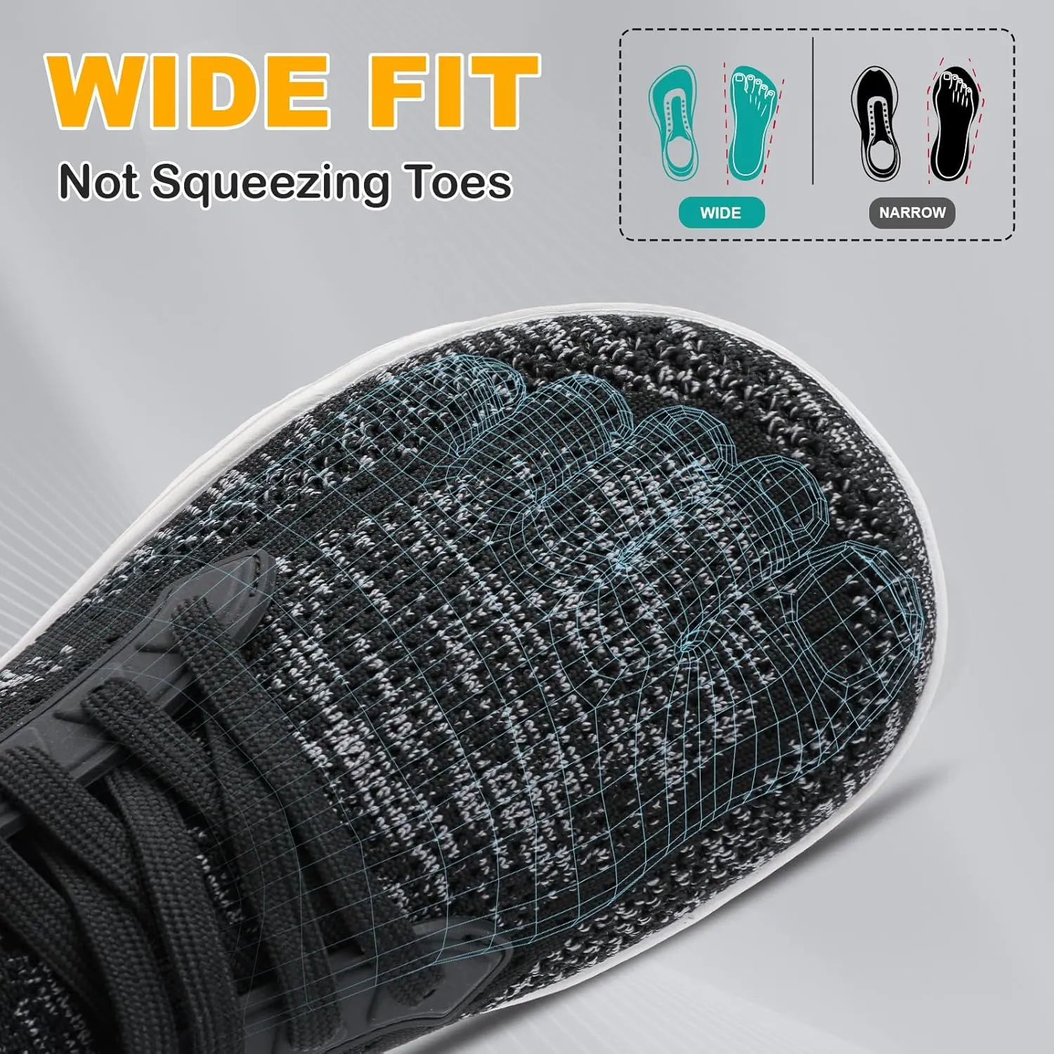 L-RUN Mens Walking Shoes Wide Toe Barefoot Shoes Minimalist Men's Casual Dress Shoes Breathable Zero Drop Fashion Sneakers