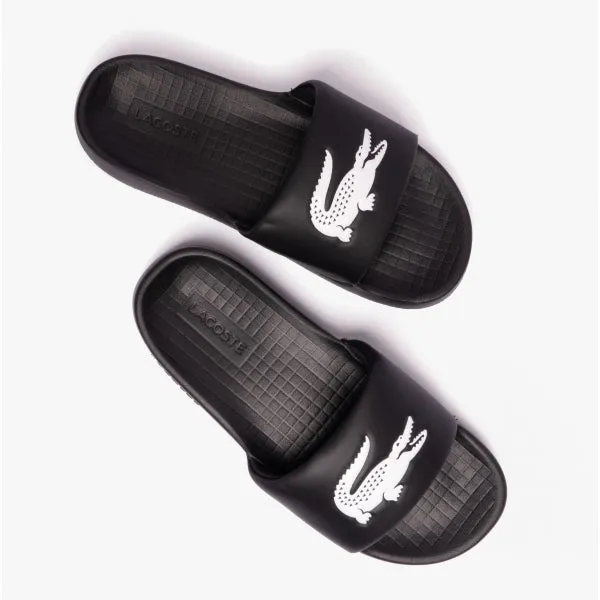 Lacoste CROCO Mens Logo Sliders Black/White