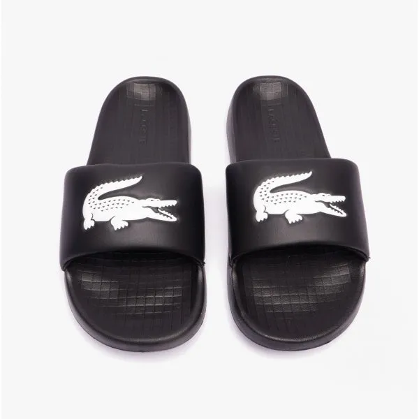 Lacoste CROCO Mens Logo Sliders Black/White