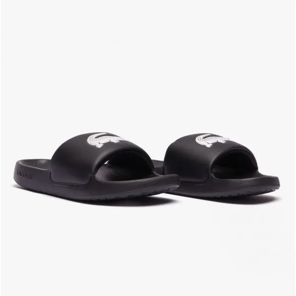 Lacoste CROCO Mens Logo Sliders Black/White