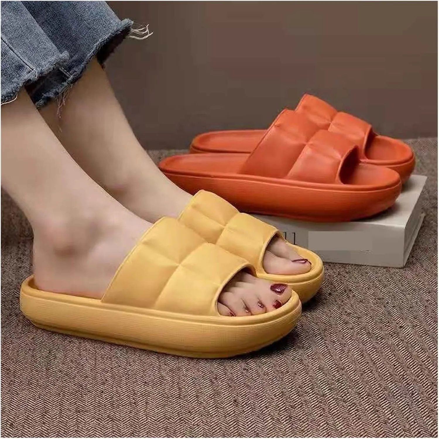 Ladies sandals and slippers Thick Bottom Slippers Men And Women Summer Home Couple Soft Bottom Slippers Bathroom Bath Fashion Cool Outdoor Slippers Tide Men Shower Slippers ( Color : Pink , Size : 42-