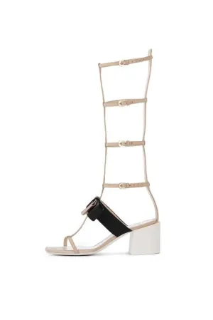 Lanvin Nude Fully-featured Gladiator Bow Sandal Heel Tailored options Dress Sandals Paris Block Low Strappy