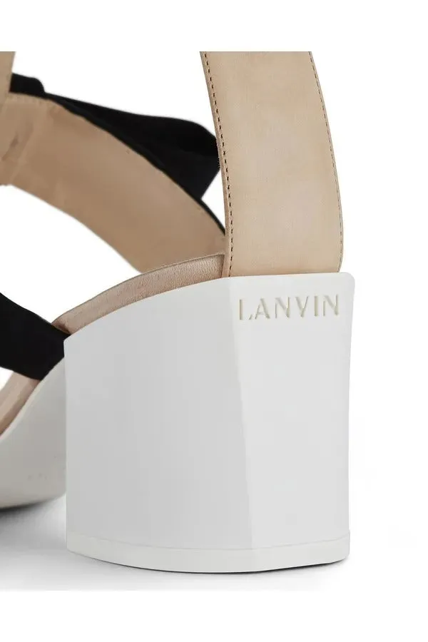 Lanvin Nude Fully-featured Gladiator Bow Sandal Heel Tailored options Dress Sandals Paris Block Low Strappy