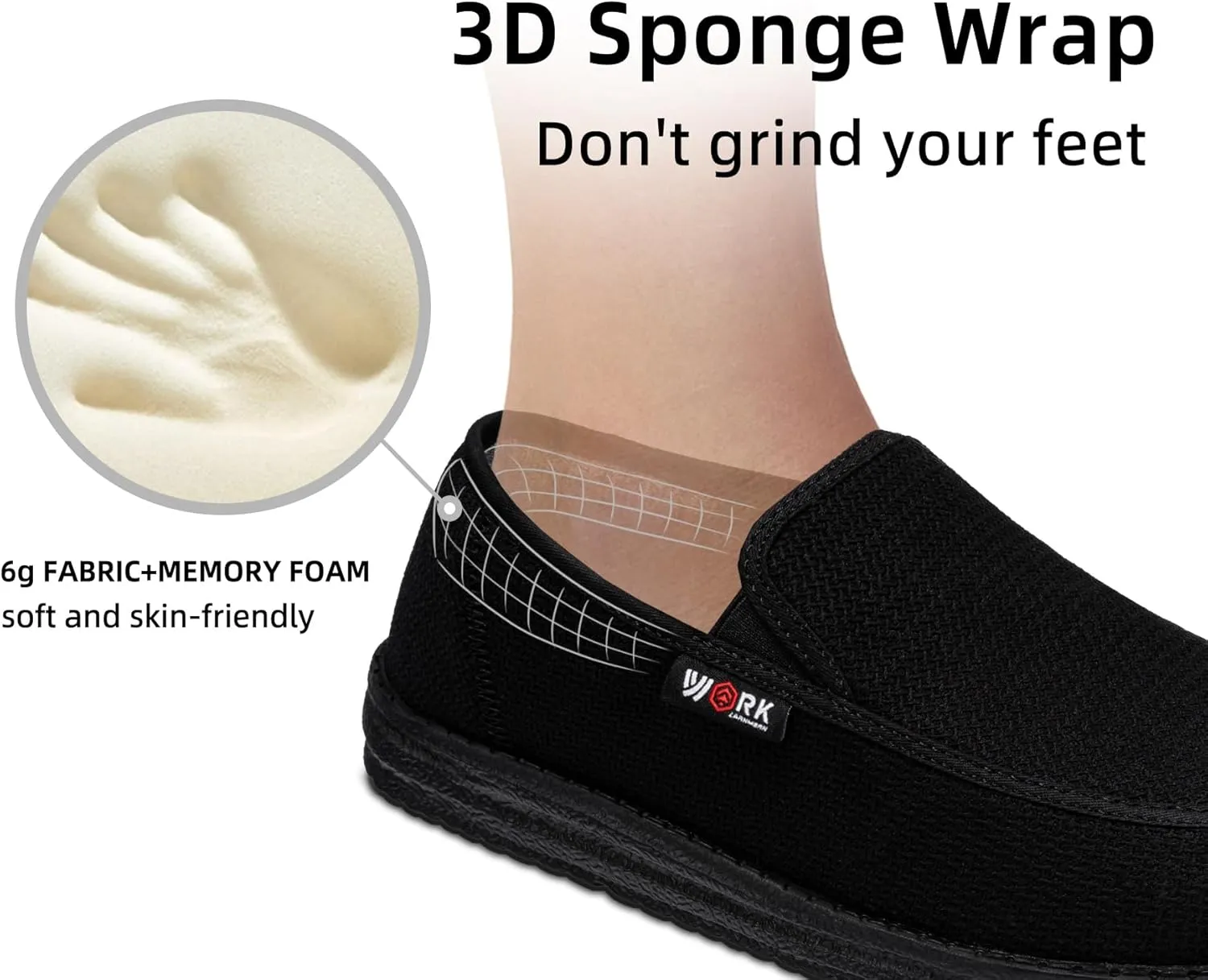 LARNMERN Steel Toe Slip On Work Shoes Mens Safety Sneakers Walking Shoe Lightweight Steel Toe Loafers