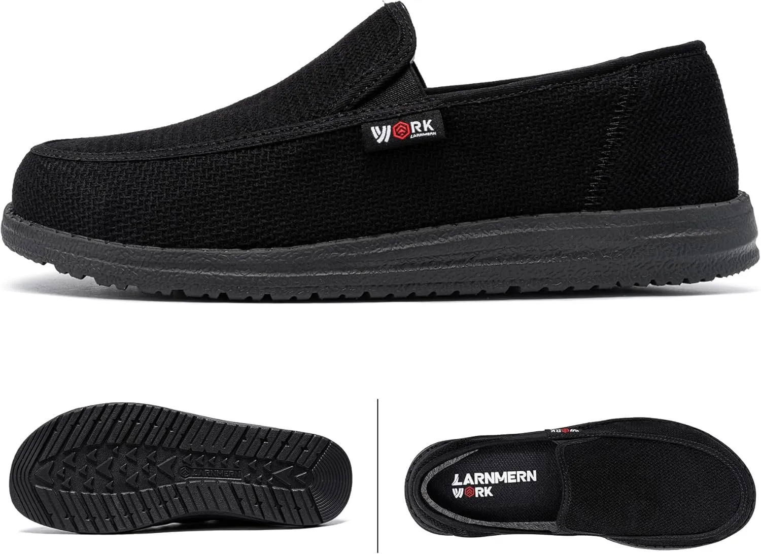 LARNMERN Steel Toe Slip On Work Shoes Mens Safety Sneakers Walking Shoe Lightweight Steel Toe Loafers