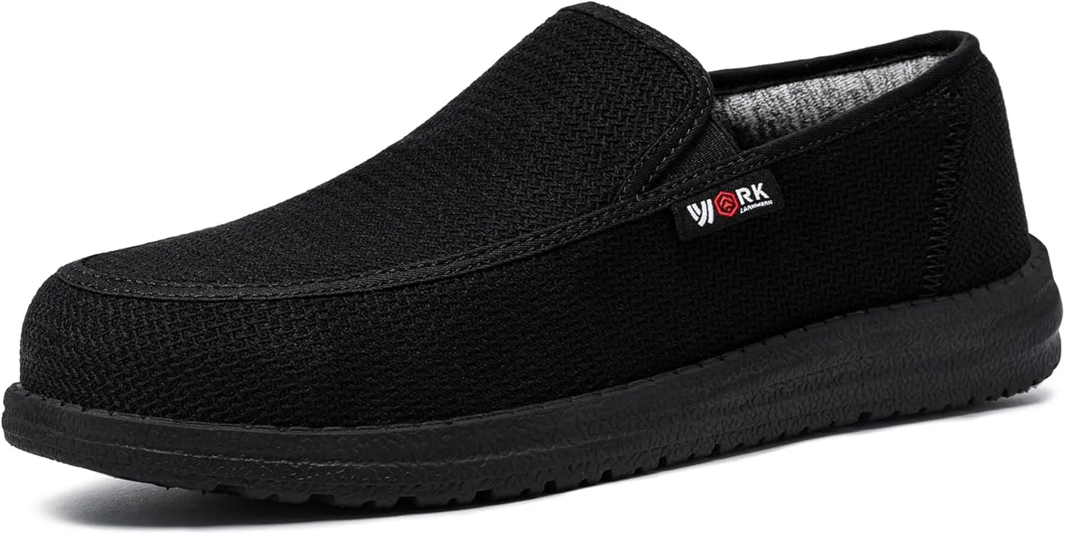 LARNMERN Steel Toe Slip On Work Shoes Mens Safety Sneakers Walking Shoe Lightweight Steel Toe Loafers