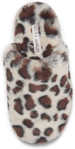 Laura Ashley Womens Soft Plush Memory Foam Scuff Slippers, Warm Fuzzy Fluffy Bedroom Slipper, Ladies Faux Fur Slip On House Shoes