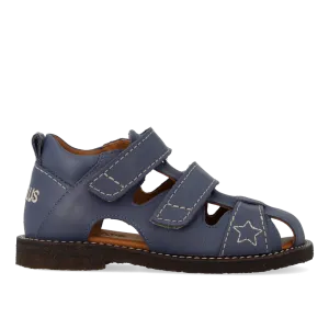 Leather sandal with star embroidery