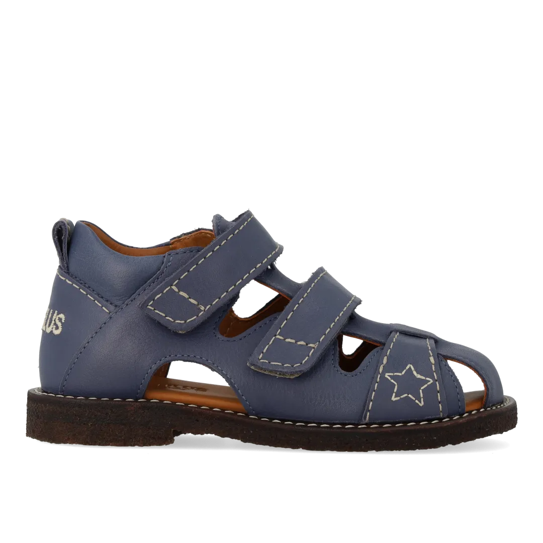 Leather sandal with star embroidery