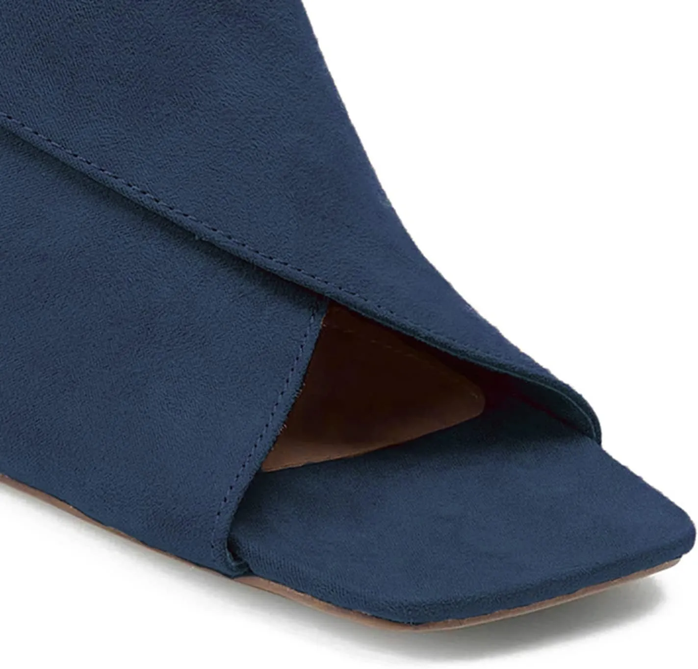 LEHOOR Women Chunky Heel Open Toe Booties Suede Side Cut-Out Ankle Boots Square Peep Toe 2 Inch Block Mid Heels Dress Heeled Sandal Booties Back Zipper Summer Casual Size 4-11 M US