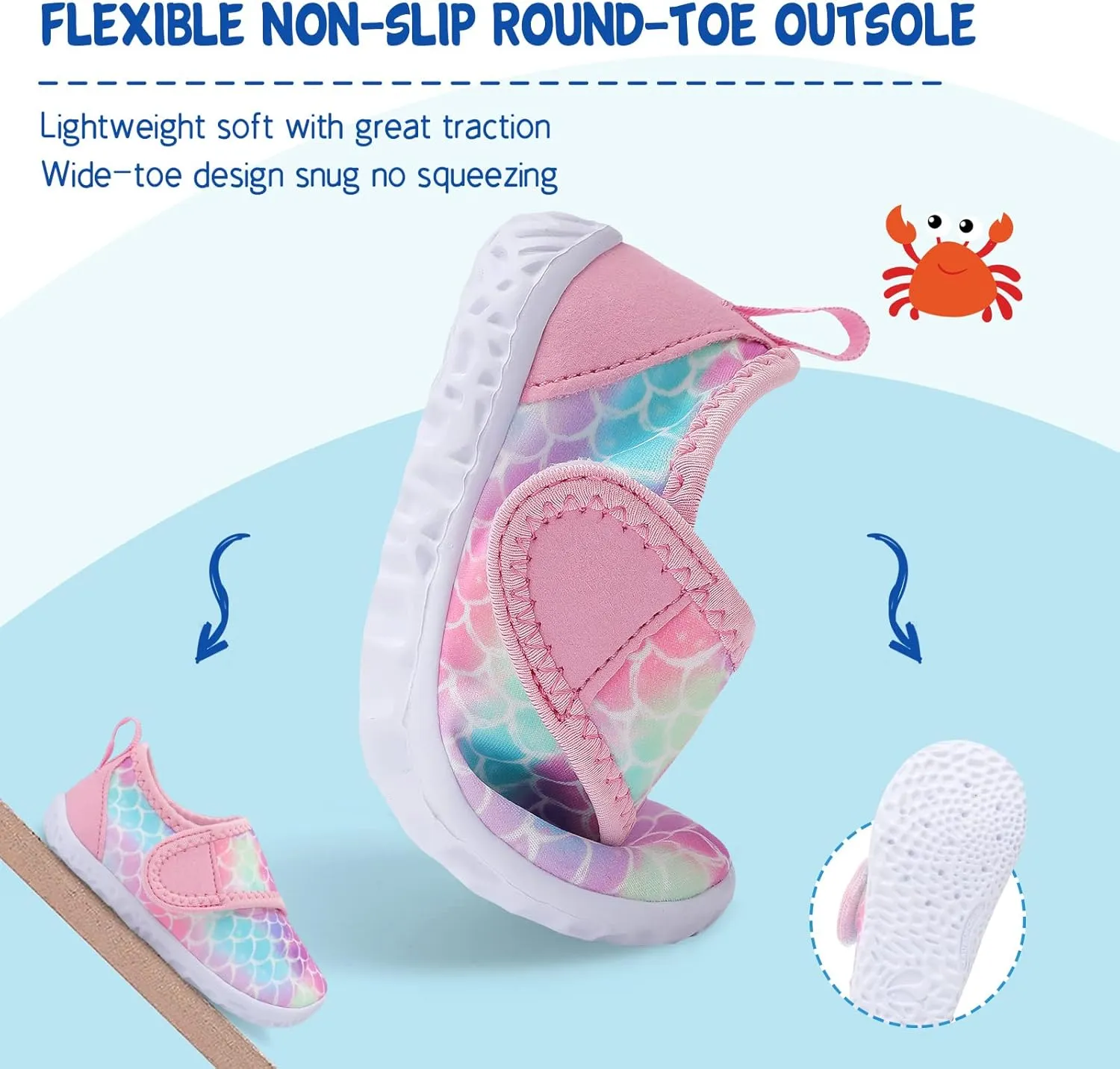 LeIsfIt Toddler Water Shoes Boys Girls Aqua Socks Kids Breathable Swim Shoes Non-Slip Barefoot Beach Shoes
