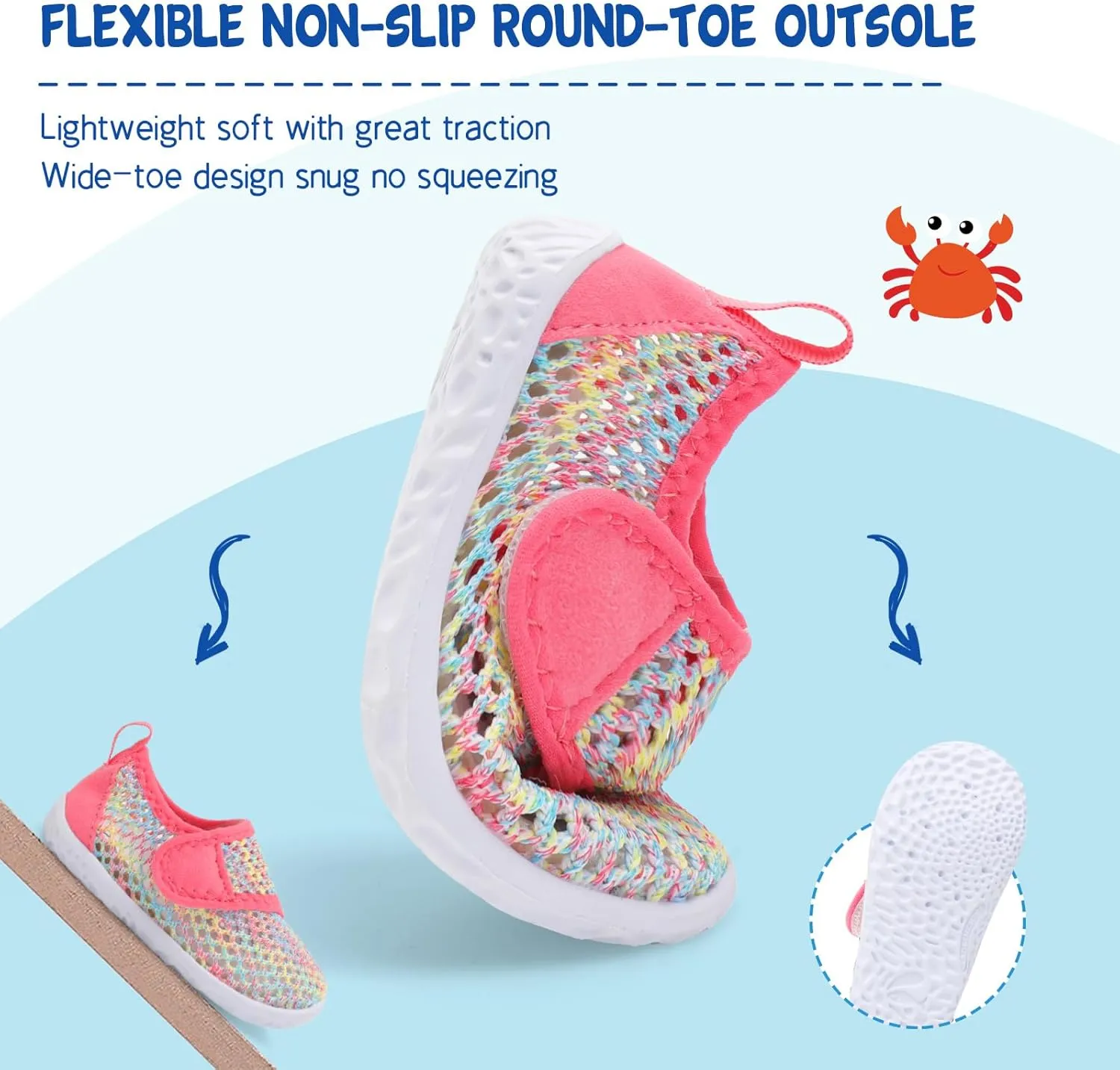 LeIsfIt Toddler Water Shoes Boys Girls Aqua Socks Kids Breathable Swim Shoes Non-Slip Barefoot Beach Shoes
