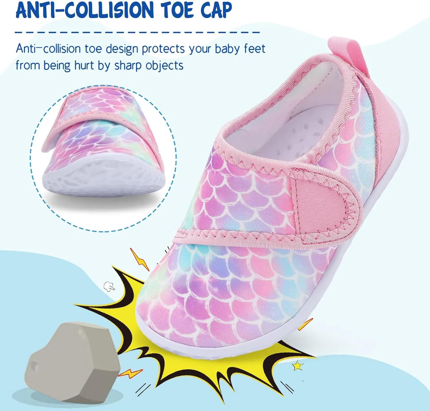 LeIsfIt Toddler Water Shoes Boys Girls Aqua Socks Kids Breathable Swim Shoes Non-Slip Barefoot Beach Shoes
