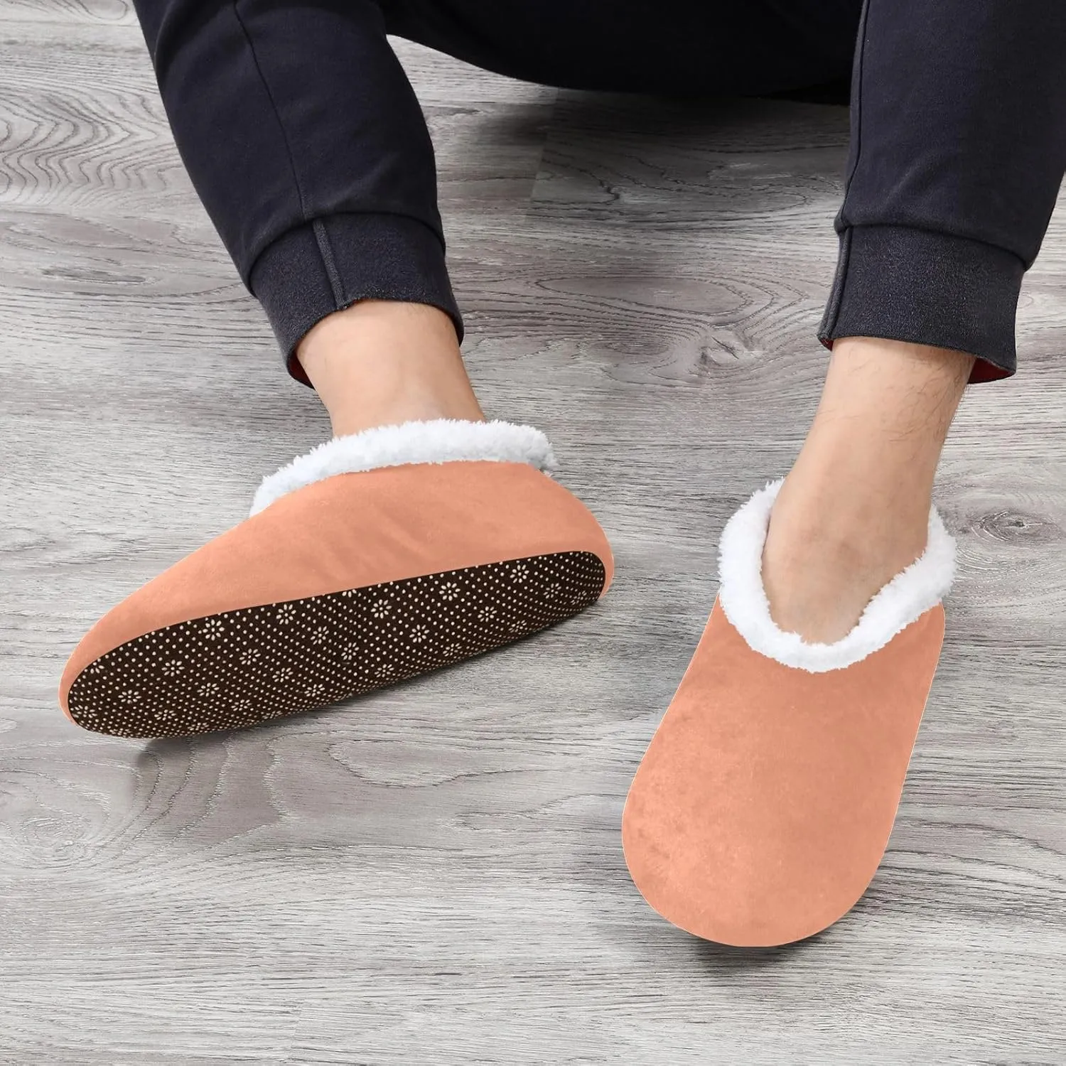 Light Salmon House Slippers Non-Slip Soft Comfortable Slippers for House