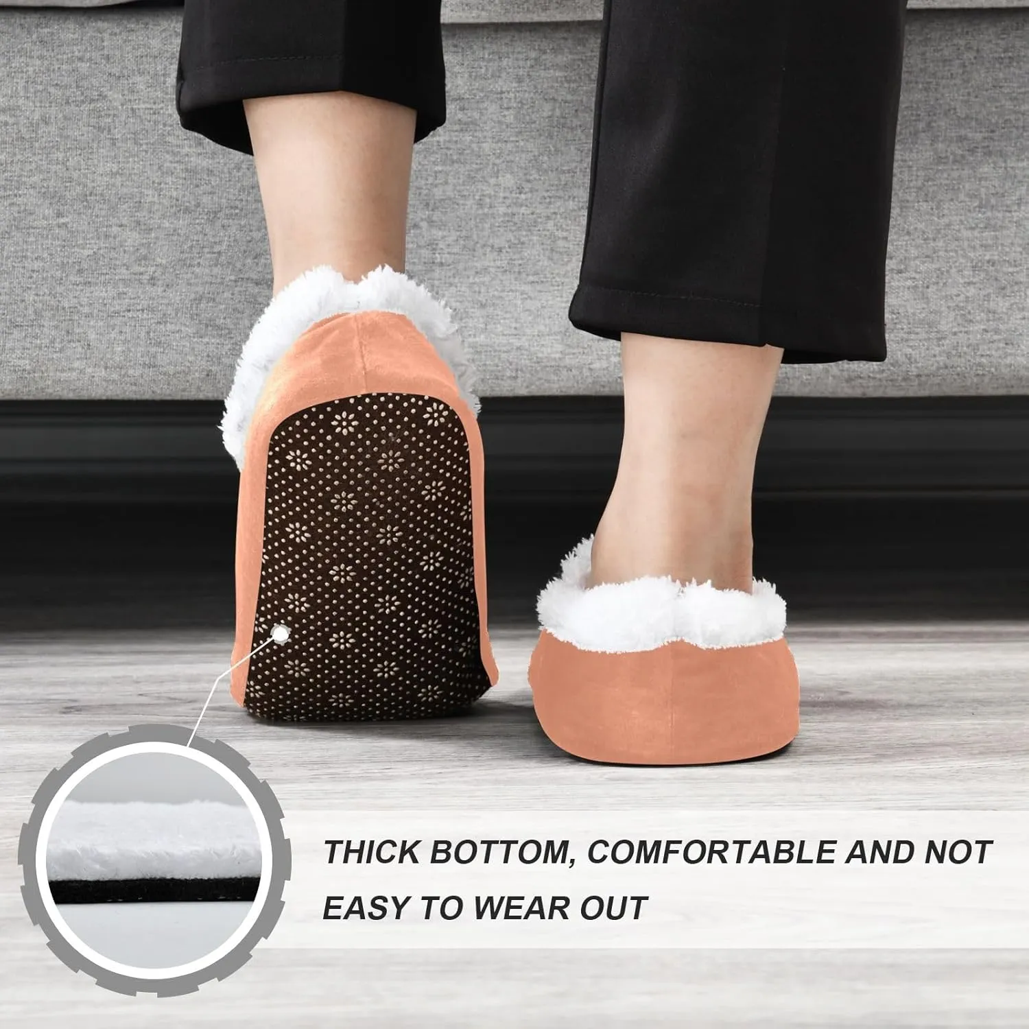 Light Salmon House Slippers Non-Slip Soft Comfortable Slippers for House