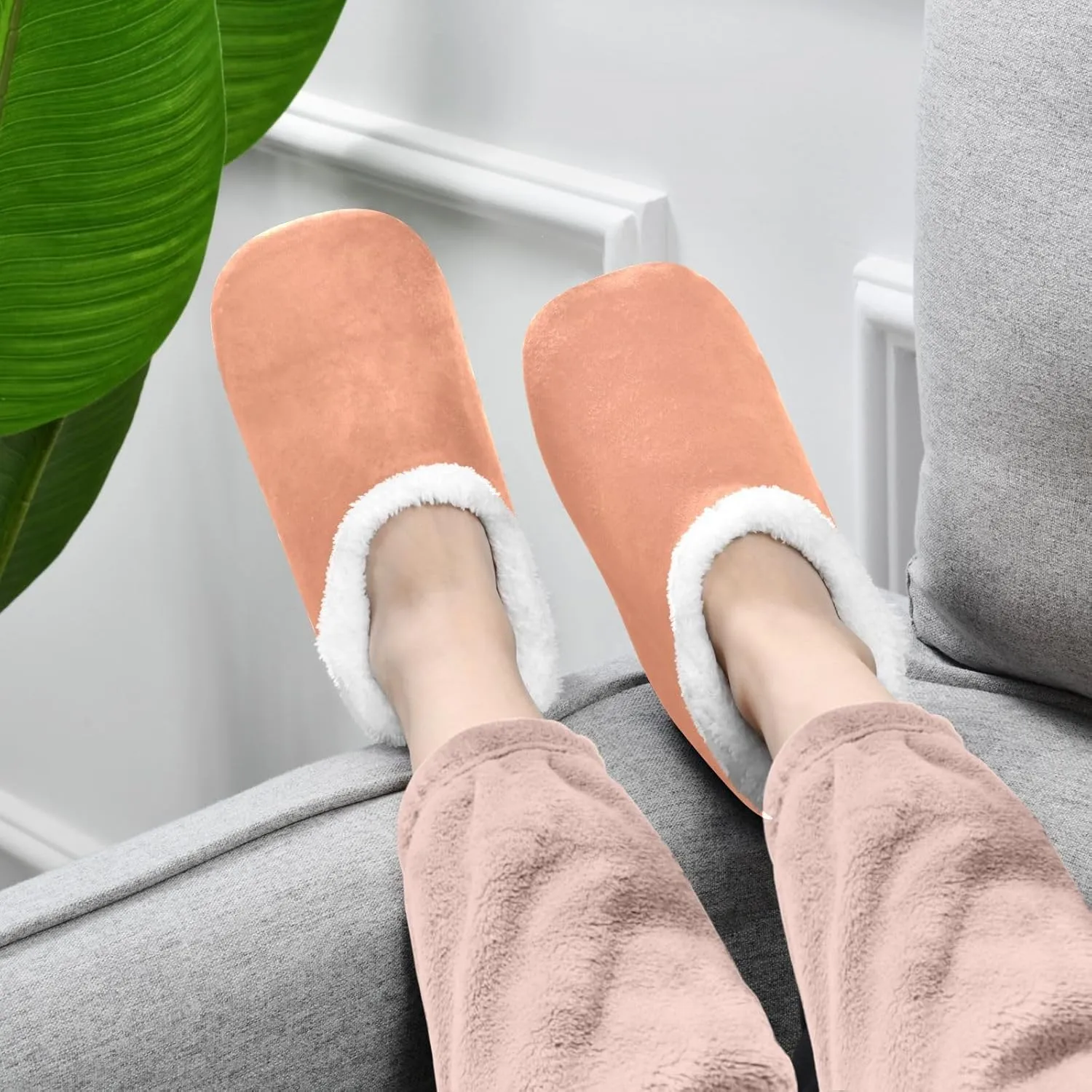Light Salmon House Slippers Non-Slip Soft Comfortable Slippers for House