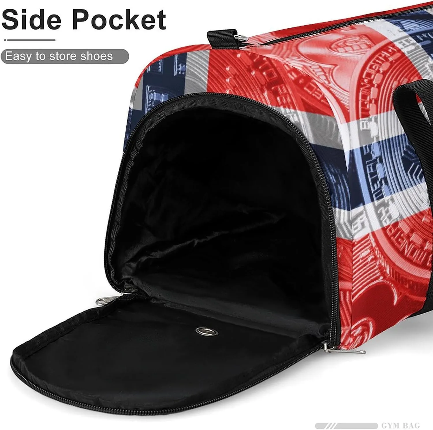 Lightweight Norway Flag Bitcoin Gym Bag with Shoe Compartment Waterproof Duffel
