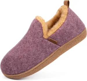 LongBay Women's Felt Bootie Slippers Warm Cozy Memory Foam Slipper Boots with Polar Fleece Lining Non Slip House Shoes Indoor Outdoor