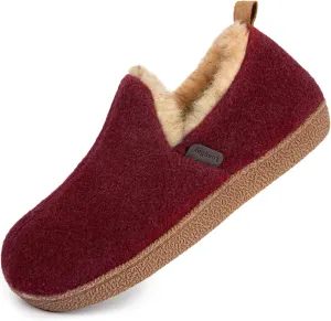 LongBay Women's Felt Bootie Slippers Warm Cozy Memory Foam Slipper Boots with Polar Fleece Lining Non Slip House Shoes Indoor Outdoor