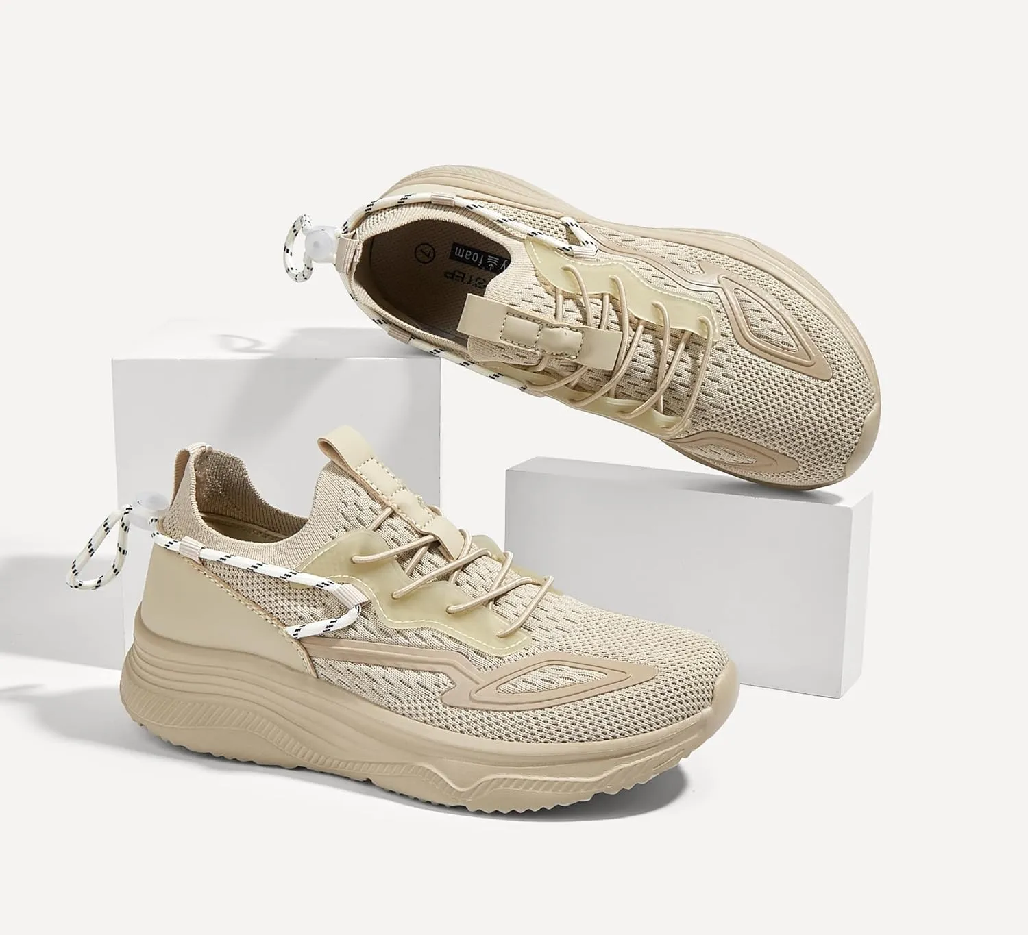 LUCKY STEP Women's Slip On Walking Shoes Mesh Tennis Workout Comfortable Lightweight Athletic Gym Trainers Stylish Breathable Fashion Sneakers