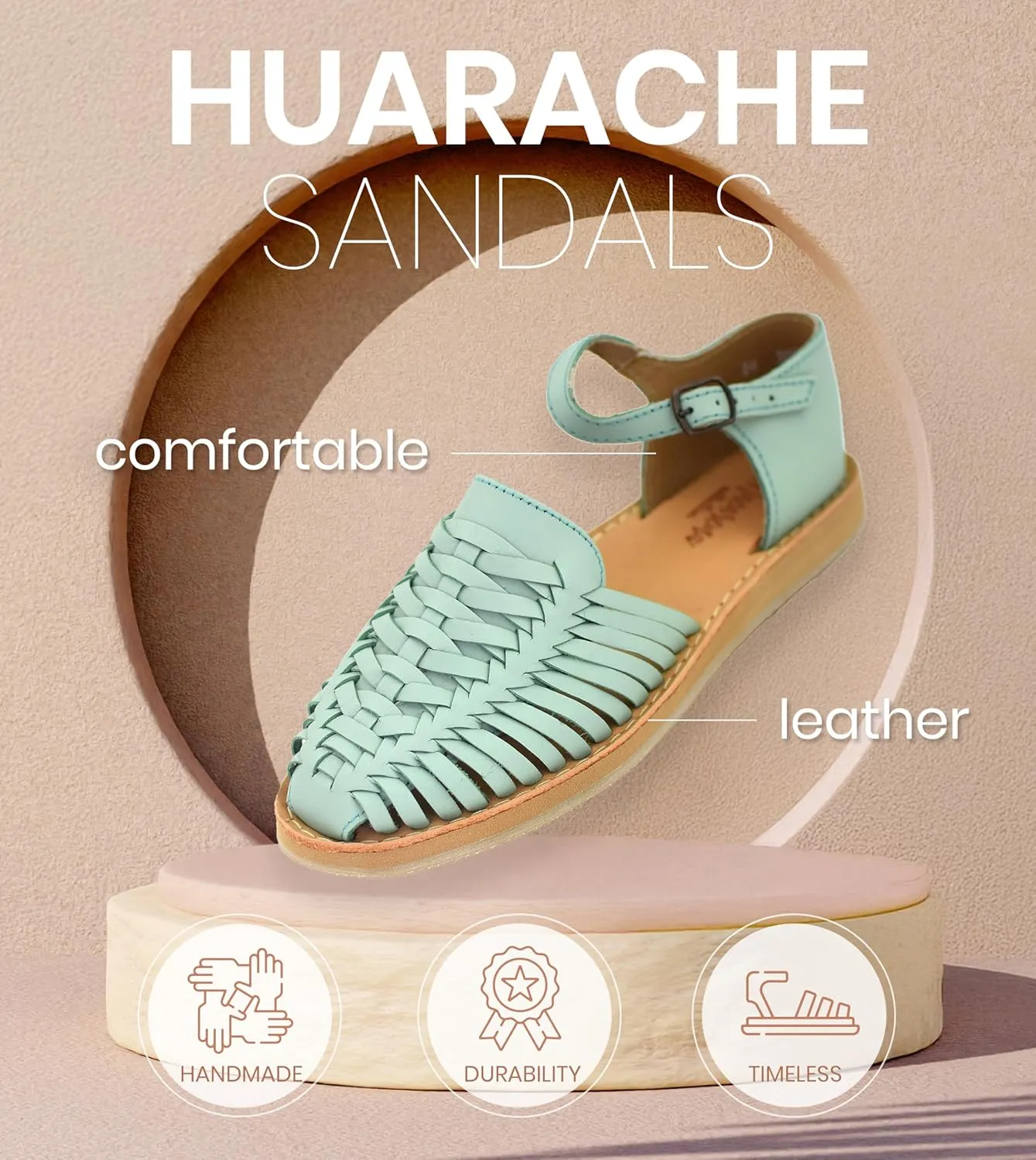 Macarena Collection Womens Shoes Leather Sandals Ankle for Women | Huarache Handmade Mexican Sandals Women | Comfortable & Stylish Womens Sandals 3050 Ankle Strap