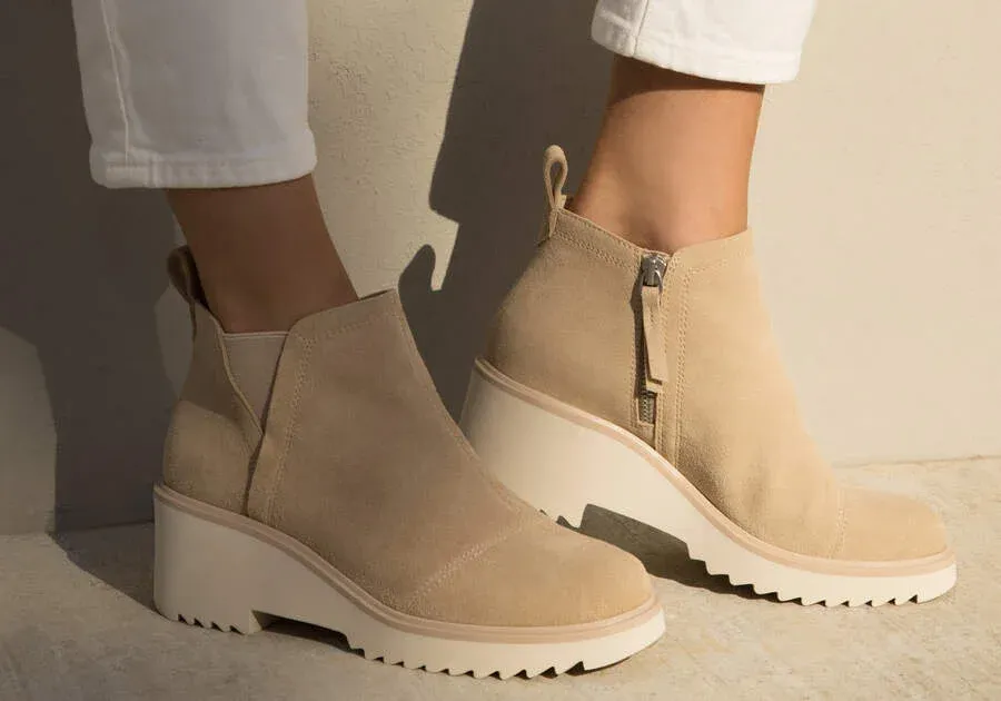 Maude Oatmeal Suede Wedge Boot
