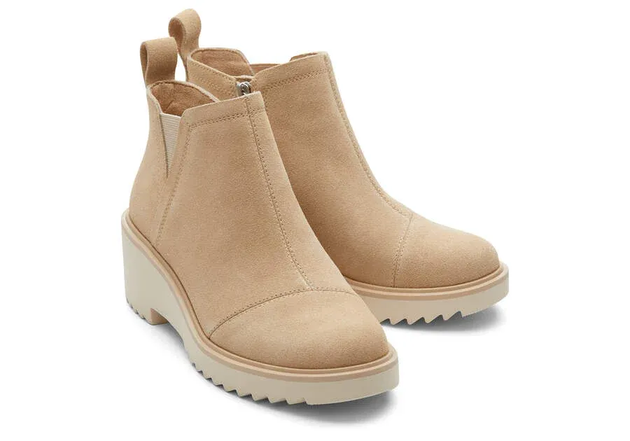 Maude Oatmeal Suede Wedge Boot