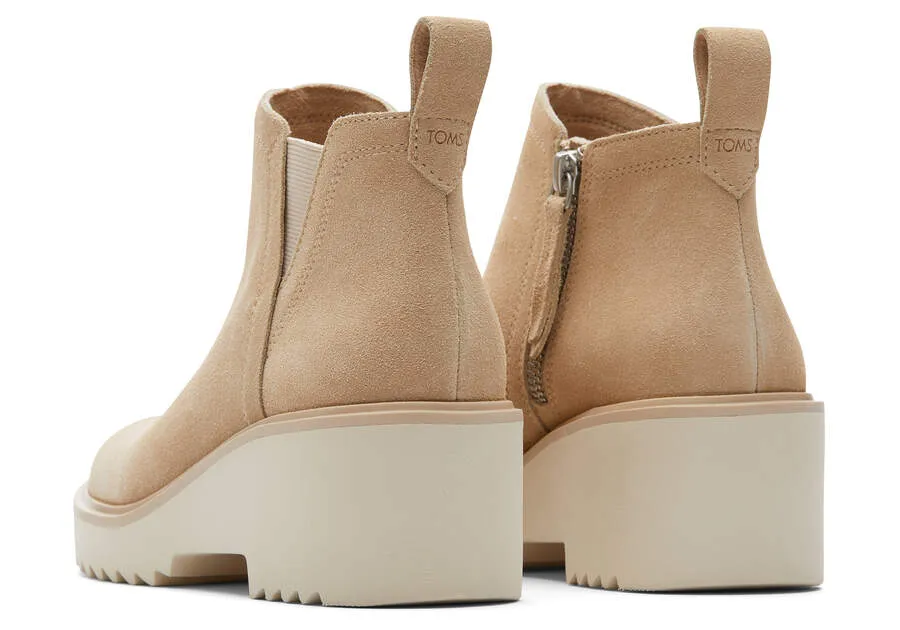 Maude Oatmeal Suede Wedge Boot