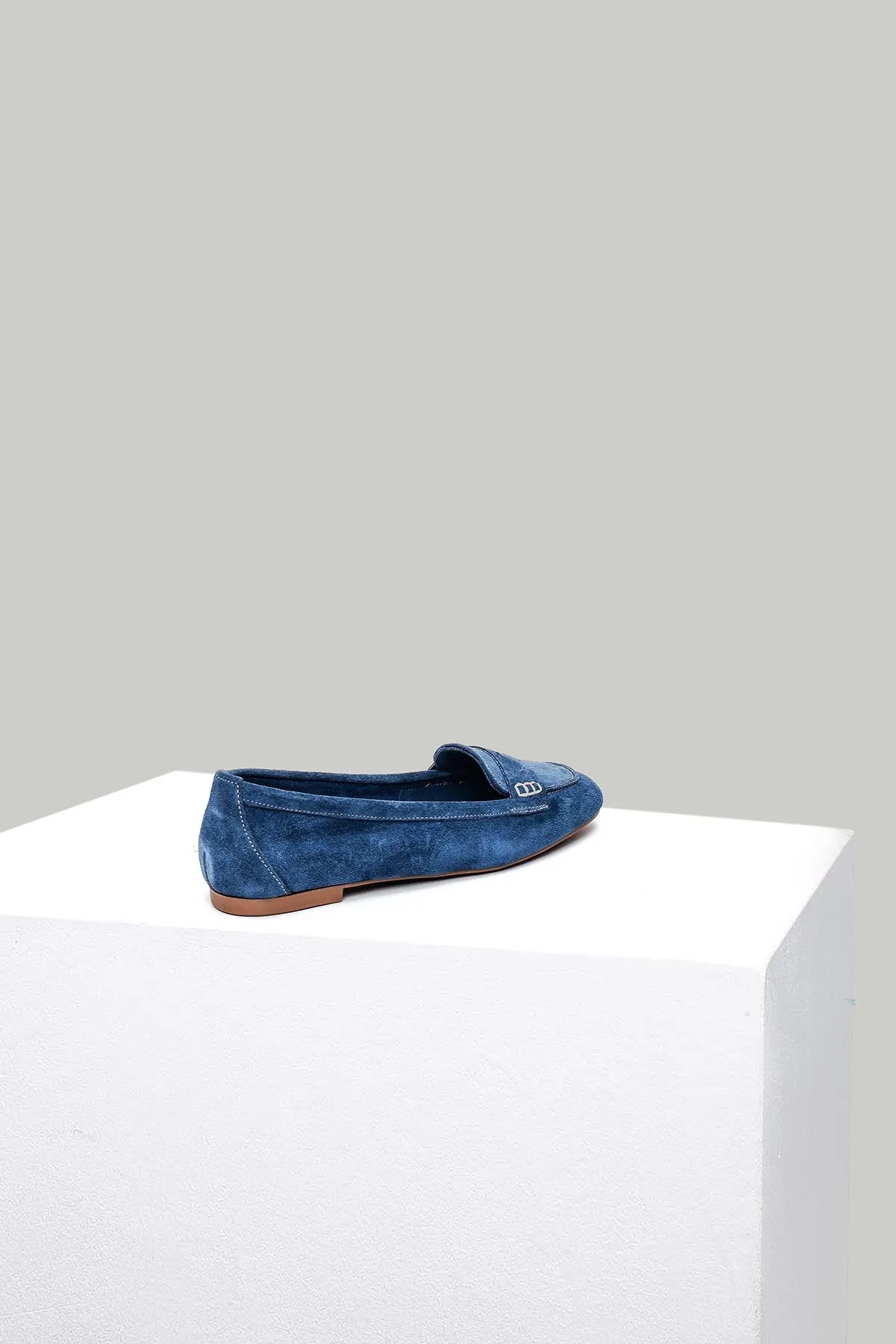 Mavi Süet Kadın Deri Loafer