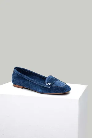 Mavi Süet Kadın Deri Loafer