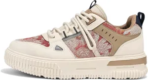 Mens and Womens Anti Slip Thick Soled Skateboard Shoes with Lace Up Low Top Casual Sneakers Comfortable Short Distance Running Shoes Breathable Outdoor Hiking Shoes Fitness Training Shoes
