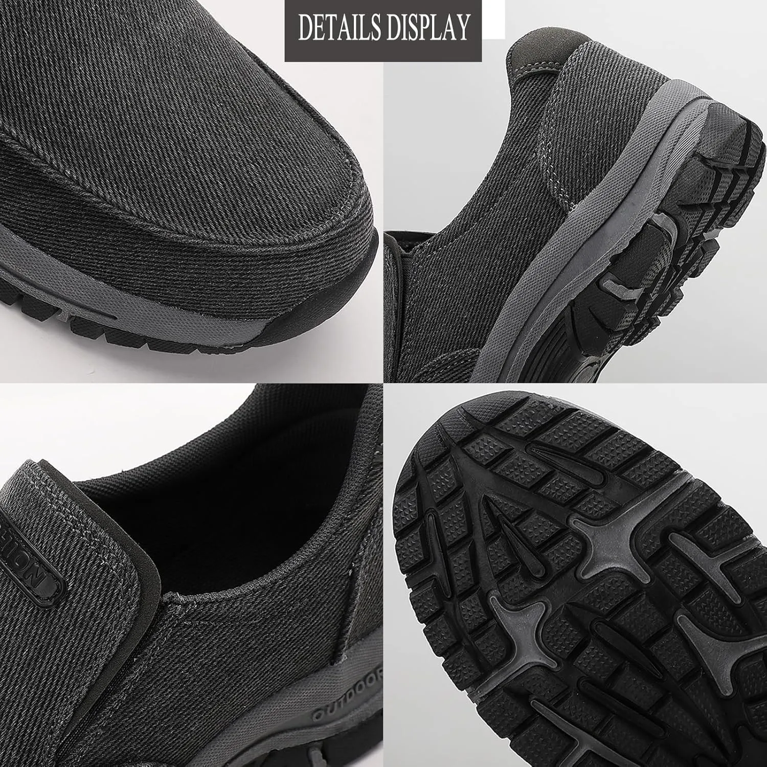 Men's Canvas Moc Toe Sports Loafers Comfortable Breathable Round Toe Slip-On Walking Shoes Summer Casual Walking Driving Shoes