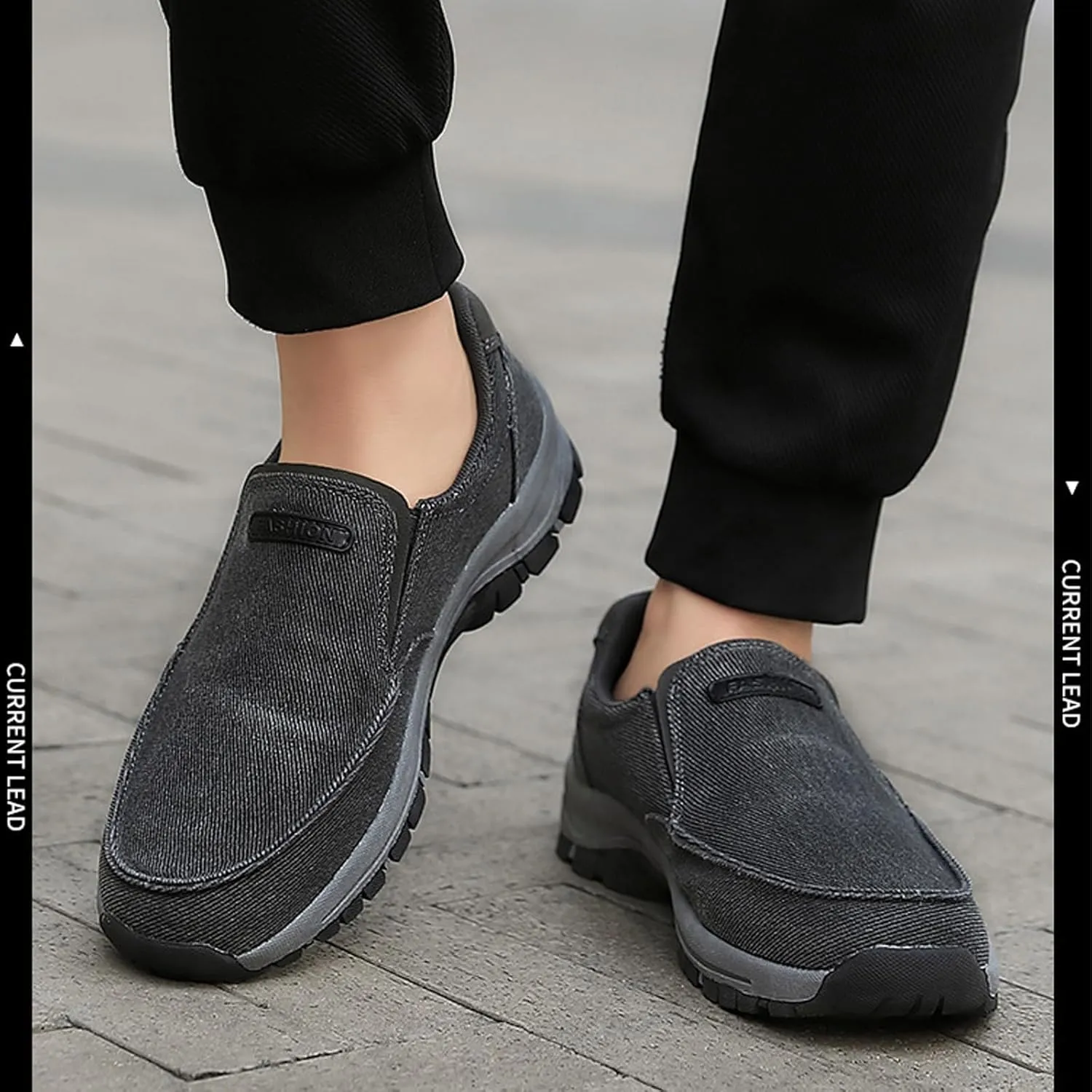 Men's Canvas Moc Toe Sports Loafers Comfortable Breathable Round Toe Slip-On Walking Shoes Summer Casual Walking Driving Shoes