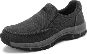 Men's Canvas Moc Toe Sports Loafers Comfortable Breathable Round Toe Slip-On Walking Shoes Summer Casual Walking Driving Shoes