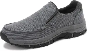 Men's Canvas Moc Toe Sports Loafers Comfortable Breathable Round Toe Slip-On Walking Shoes Summer Casual Walking Driving Shoes