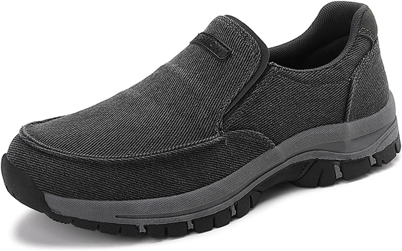 Men's Canvas Moc Toe Sports Loafers Comfortable Breathable Round Toe Slip-On Walking Shoes Summer Casual Walking Driving Shoes