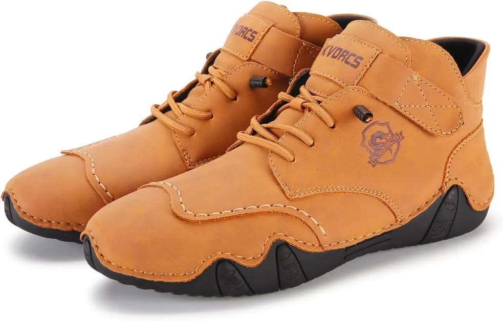 Mens Casual Leather Shoes Ankle Chukka Boots Slip On Mid top Walking Driving Loafer Lace-up Oxford Shoes