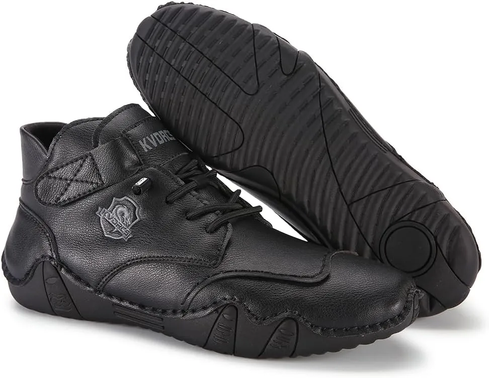Mens Casual Leather Shoes Ankle Chukka Boots Slip On Mid top Walking Driving Loafer Lace-up Oxford Shoes