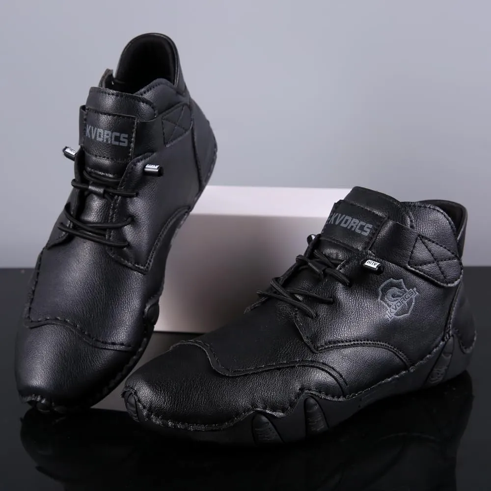 Mens Casual Leather Shoes Ankle Chukka Boots Slip On Mid top Walking Driving Loafer Lace-up Oxford Shoes