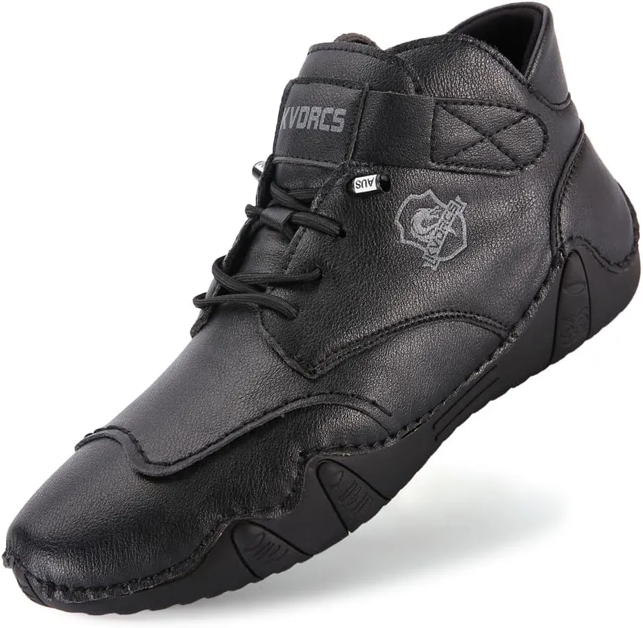 Mens Casual Leather Shoes Ankle Chukka Boots Slip On Mid top Walking Driving Loafer Lace-up Oxford Shoes