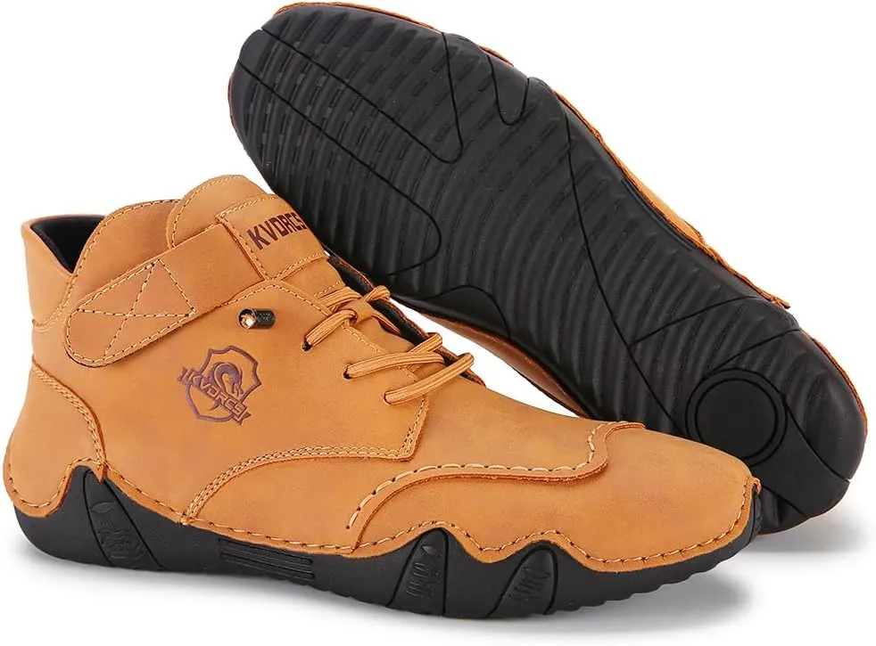 Mens Casual Leather Shoes Ankle Chukka Boots Slip On Mid top Walking Driving Loafer Lace-up Oxford Shoes