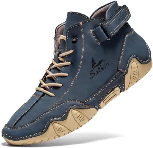 Men's Chukka Boots Non Slip Ankle Boots Leather Casual Boots for Men Slip on Lightweight Loafers Walking Driving Shoes