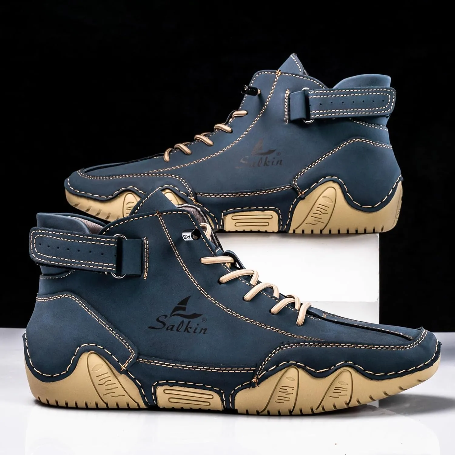 Men's Chukka Boots Non Slip Ankle Boots Leather Casual Boots for Men Slip on Lightweight Loafers Walking Driving Shoes
