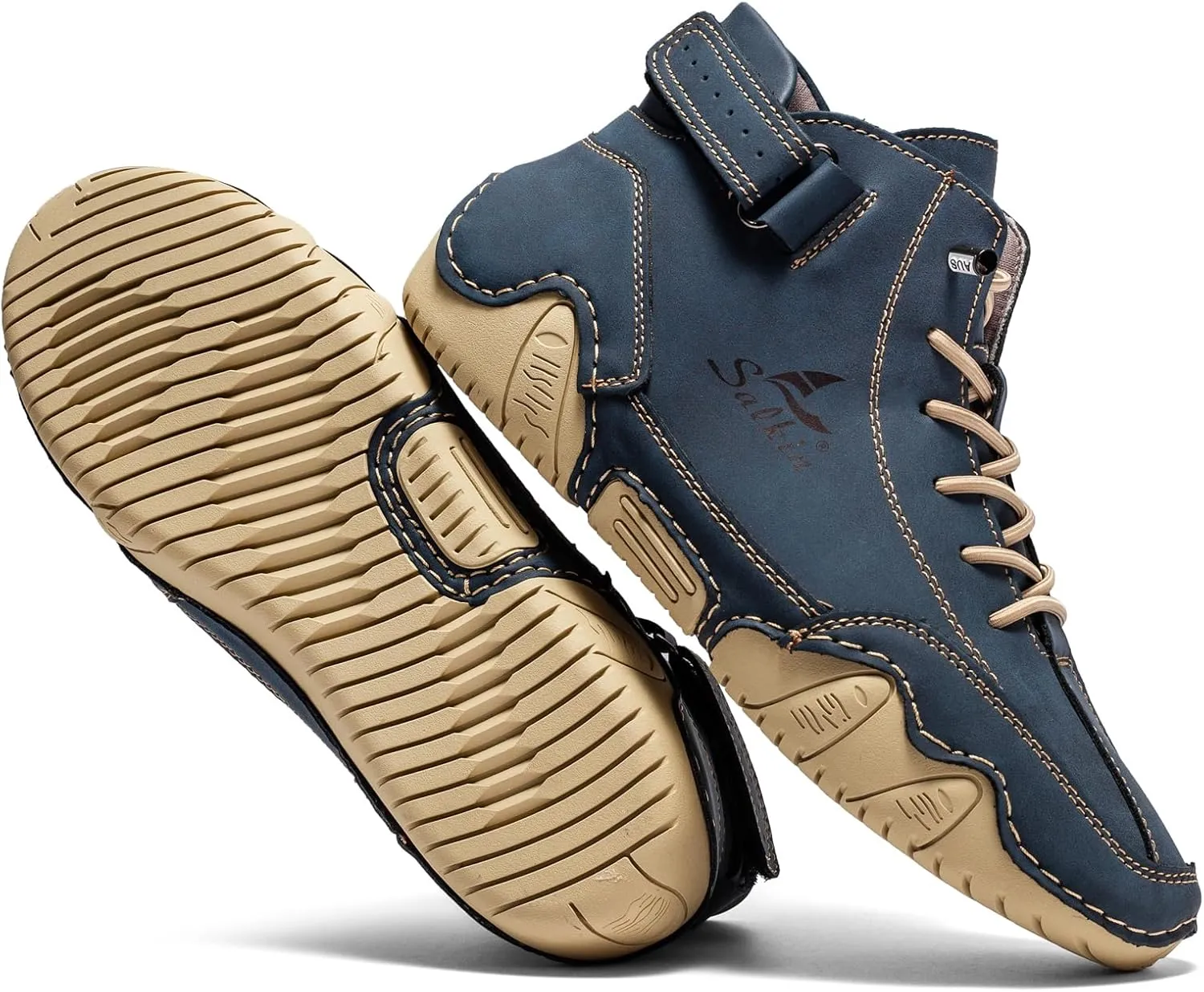 Men's Chukka Boots Non Slip Ankle Boots Leather Casual Boots for Men Slip on Lightweight Loafers Walking Driving Shoes