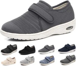 Mens Diabetic Edema Shoes Extended Widths,Extra Wide Widths Walking Edema Sneakers Adjustable Strap Easy On/Off with 3 Pairs Insoles Replacement