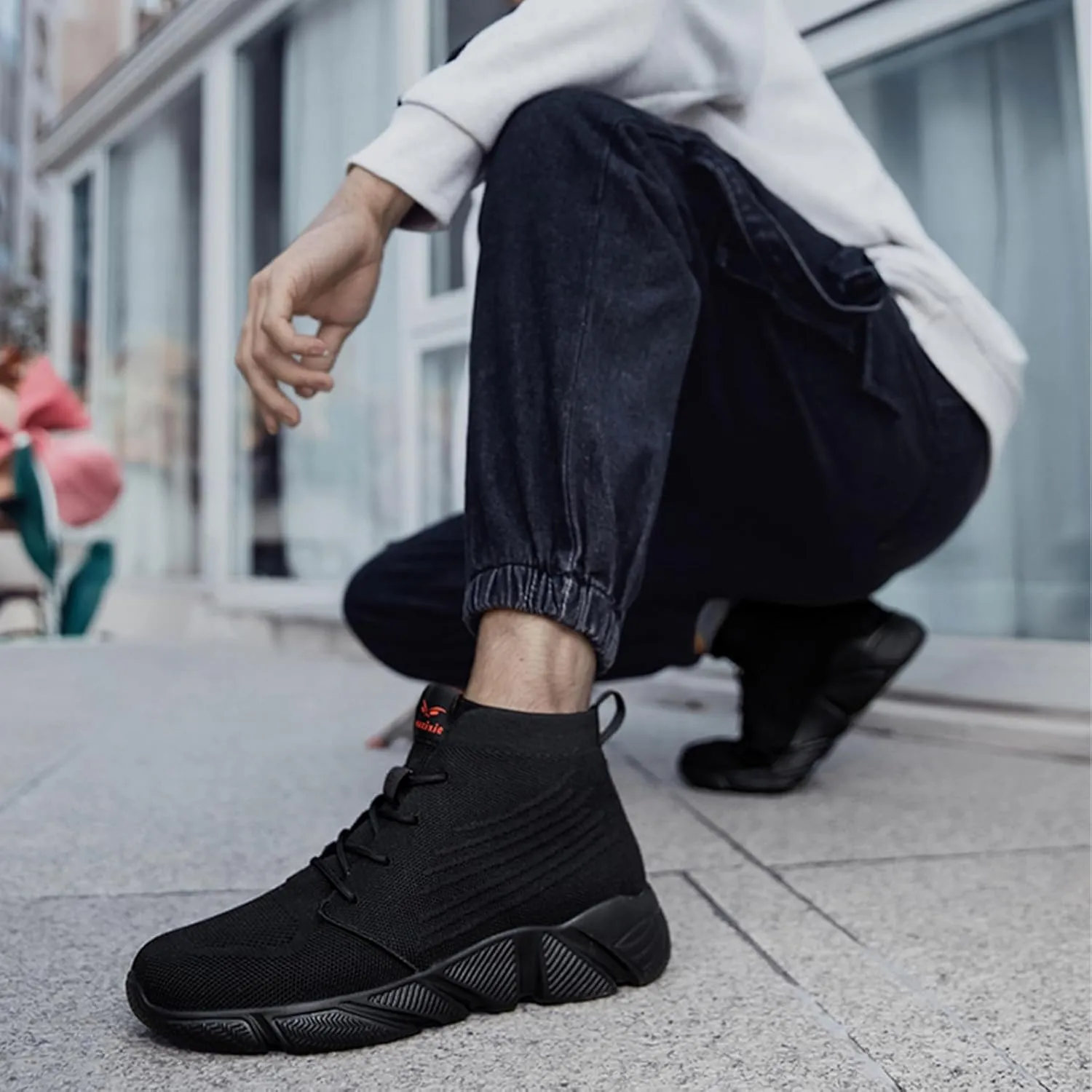 Men's High Top Breathable Sock Walking Shoes Casual Slip On Lightweight Soft Sole Fashion Sneakers Comfortable Work Gym Running Athletic Shoes