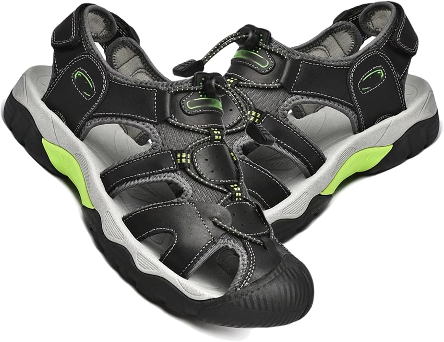 Mens Hiking Sandals Closed Toe Walking Sandals Adjustable Sports Outdoor Trekking Sandals Summer Waterproof Beach Shoes